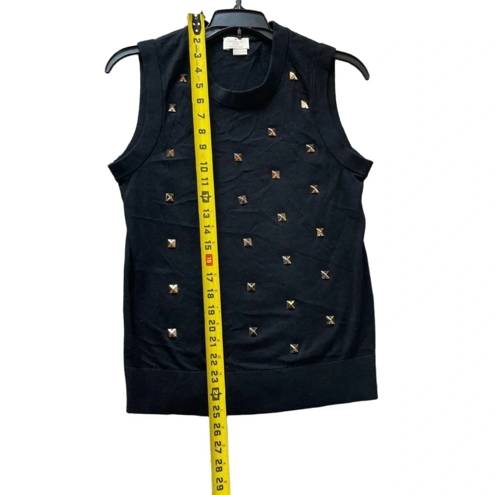Kate Spade NY live colorfully black with gold studded cashmere silk blend blouse